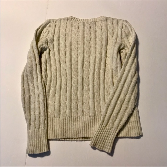 AUTHENTIC ; POLO-RALP LAUREN GIRLS, CREAM METALLIC , CABLE KNIT SWEATER. - Picture 2 of 3